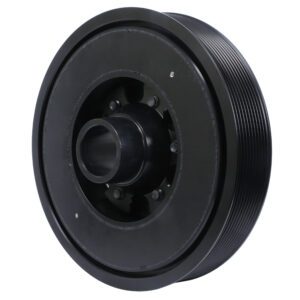 A black pulley with an SRT 6.2L Hellcat engine on a white background.