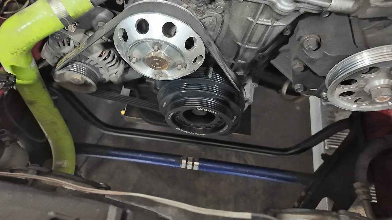 Fluidampr. SR20 damper testing at Jimmy Oakes Garage.