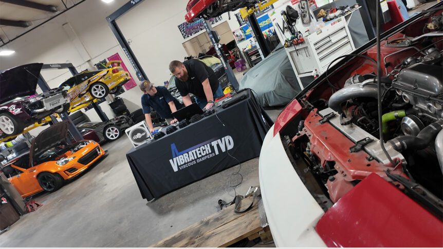 Fluidampr. SR20 damper testing at Jimmy Oakes Garage.
