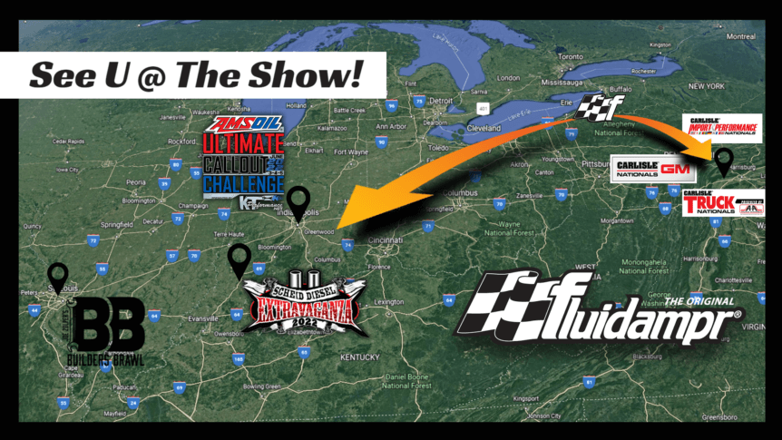 Fluidampr motorsports events and trade shows banner